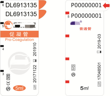 50-60mic PRP 혈액 튜브 브랜드 메디컬 라벨 스티커 10000 PC / 명부