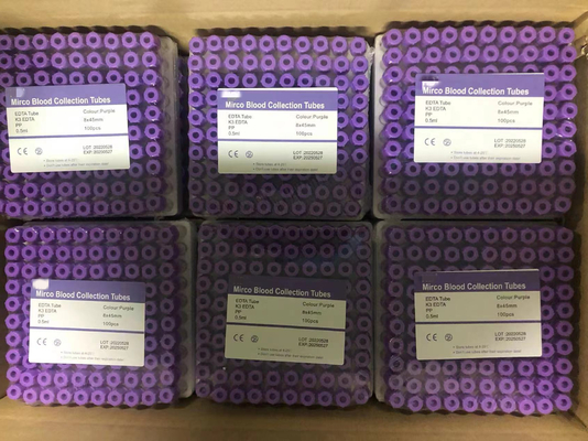 라벤더 소형 EDTA 튜브 마이크로 비 진공 Edta 0.5 ml 소아 검사용