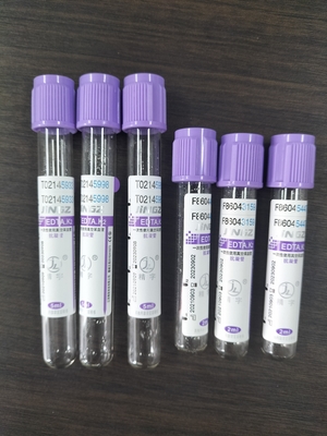 유리 K2 EDTA 튜브 1ml-10ml 용량과 유리 재료의 보라색 튜브 라벨 색상