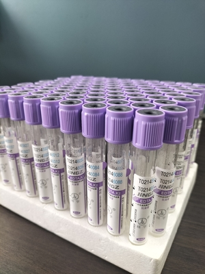 유리 K2 EDTA 튜브 1ml-10ml 용량과 유리 재료의 보라색 튜브 라벨 색상