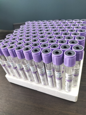 유리 K2 EDTA 튜브 1ml-10ml 용량과 유리 재료의 보라색 튜브 라벨 색상