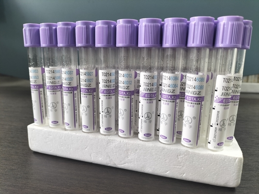 유리 K2 EDTA 튜브 1ml-10ml 용량과 유리 재료의 보라색 튜브 라벨 색상