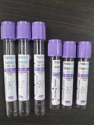 CE 승인 K2 EDTA 튜브 보라색 상단 캡 의료 혈액 수집 튜브 타입 1ml-10ml