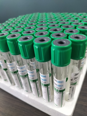 녹색 캡 2ml-10ml 나트륨 헤파린 튜브 의학적 혈액 수집 시험 튜브