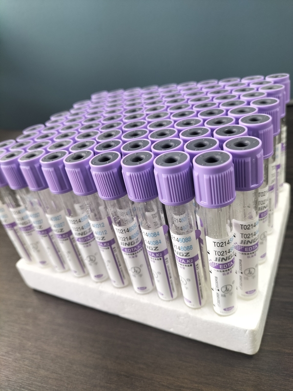 유리 K2 EDTA 튜브 1ml-10ml 용량과 유리 재료의 보라색 튜브 라벨 색상